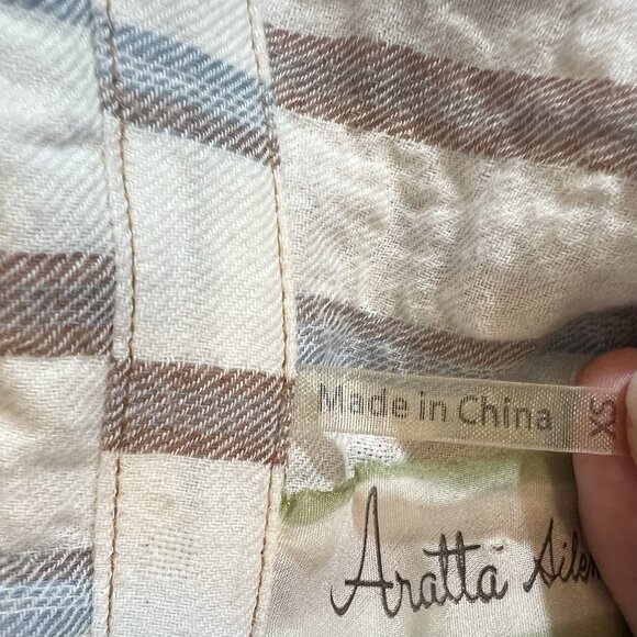 Aratta Silent Journey Women’s Shirt Size XS Blouse Button Striped Floral Pocket - Picture 13 of 14